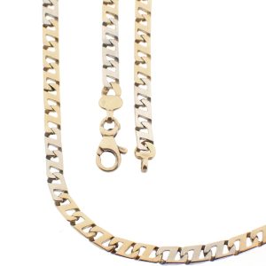 14 karaat bicolor platte herenketting
