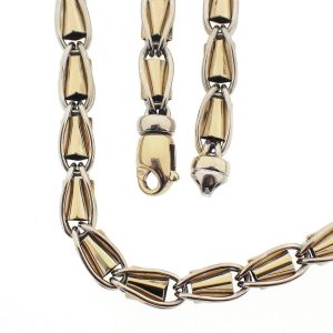 14 karaat bicolor ketting met fantasieschakels