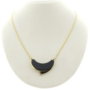 14 karaat gouden collier met onyx en diamant